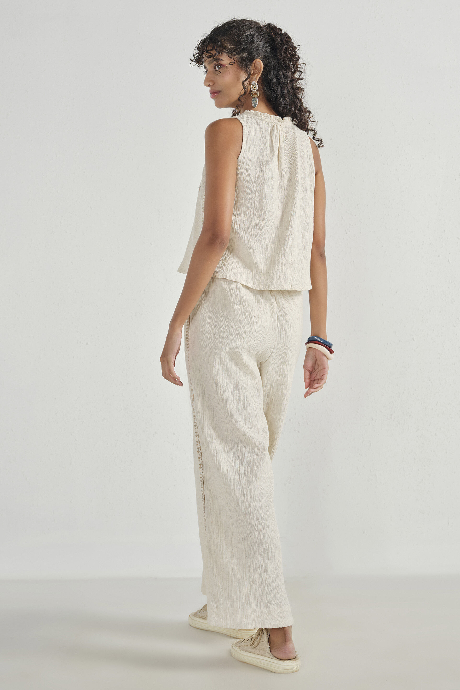 Neera Embroidered Co-ord Set, Natural, image 6